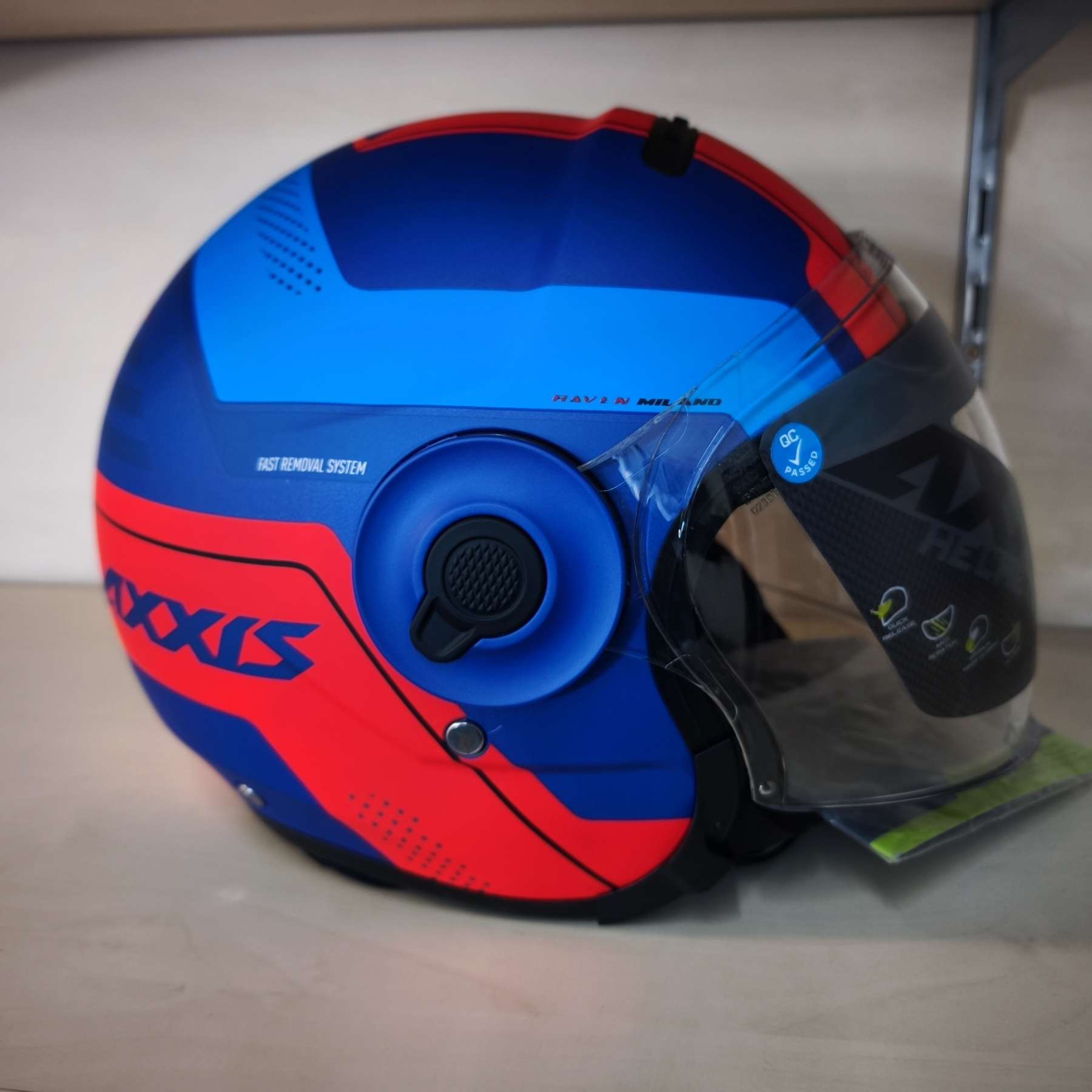 Axxis Raven SV ABS Milano otevřená helma matt blue red