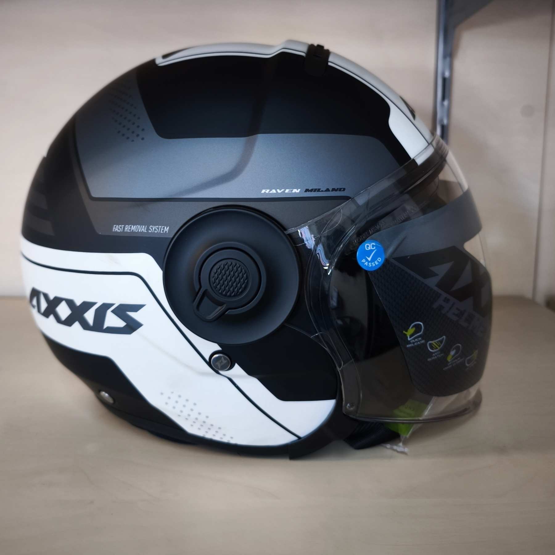 Axxis Raven SV ABS Milano otevřená helma černo/bílá XL - Obrázek 3